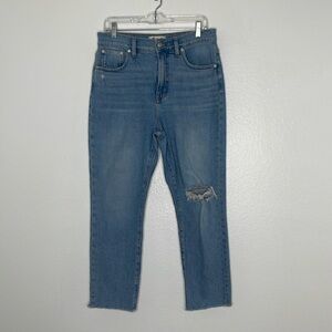 Madewell The Perfect Vintage Jean Distressed Cropped Raw Hem Size 29